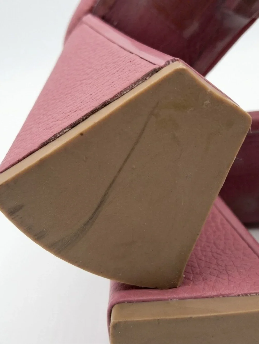 THEO Dusty Rose Chunky Platform Block Heel Slide Sandals Sz. 40/9 Barbie